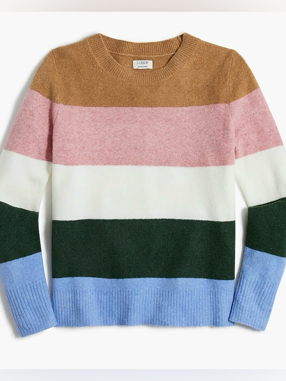 J Crew Striped Crewneck Sweater in Extra Soft Yarn Cozy Pullover Colorblock L